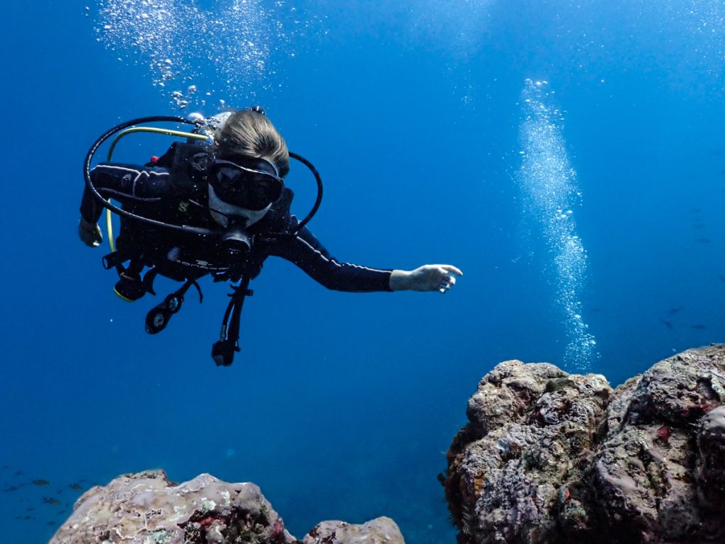 Diving over a reef